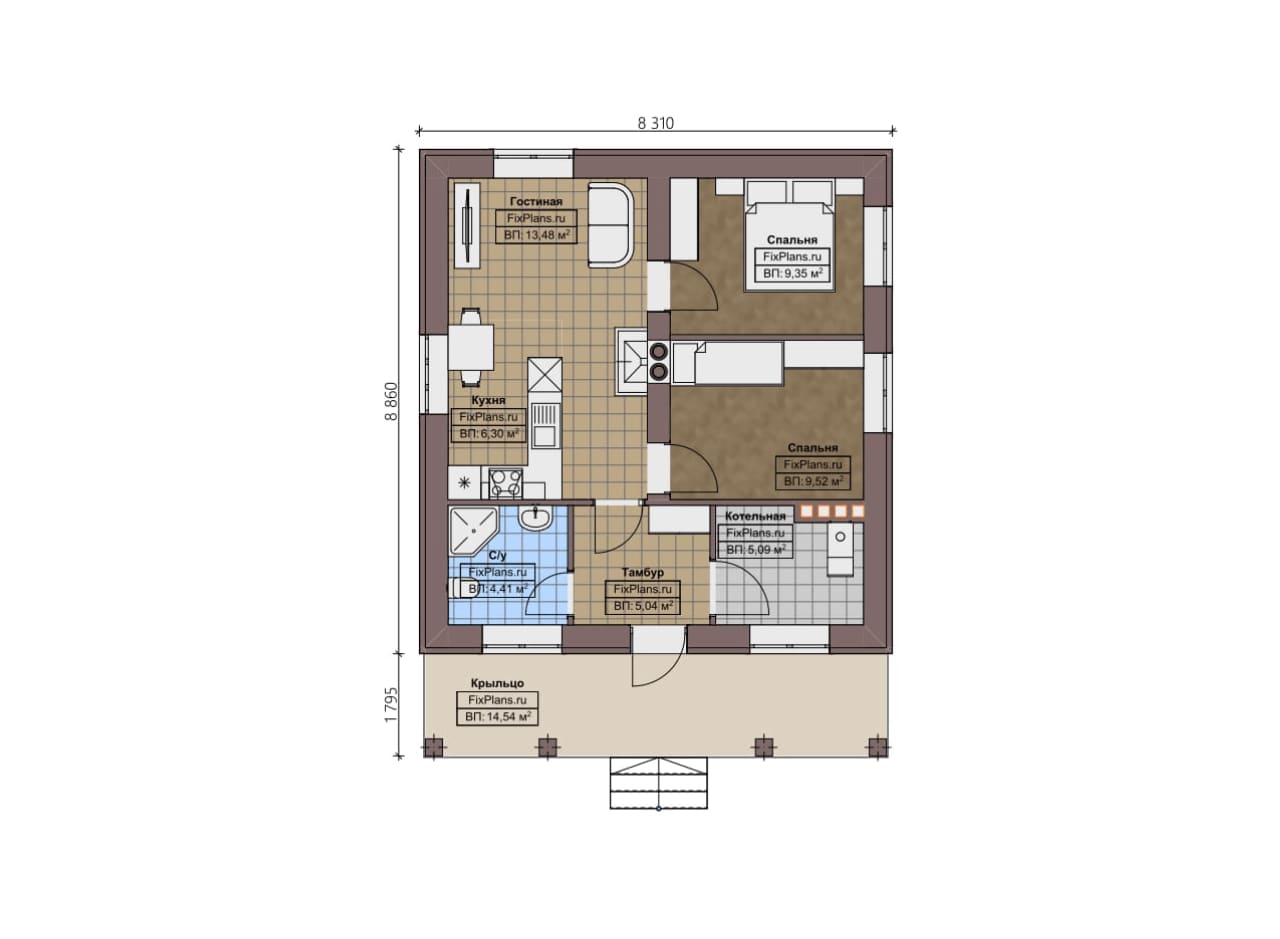 Планировка Одноэтажный дом F - 2690