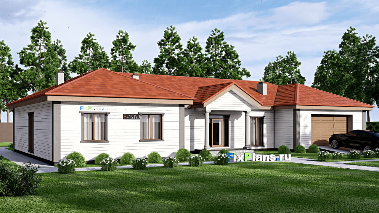 Одноэтажный дом F-16379 — фасад