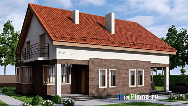 Одноэтажный дом с мансардой  F-16271