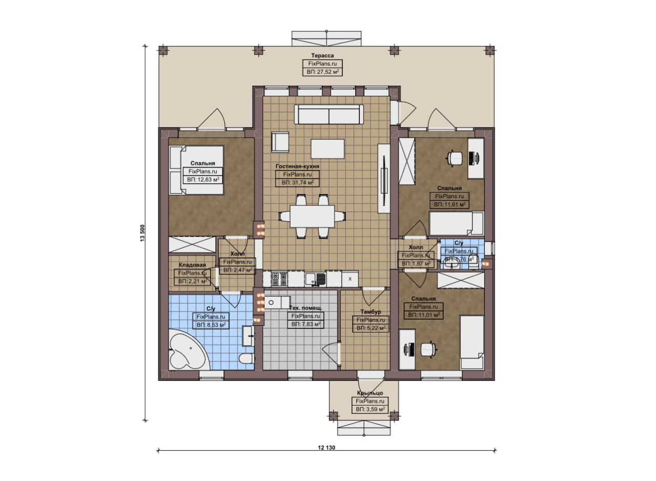 Планировка Одноэтажный дом F-17585
